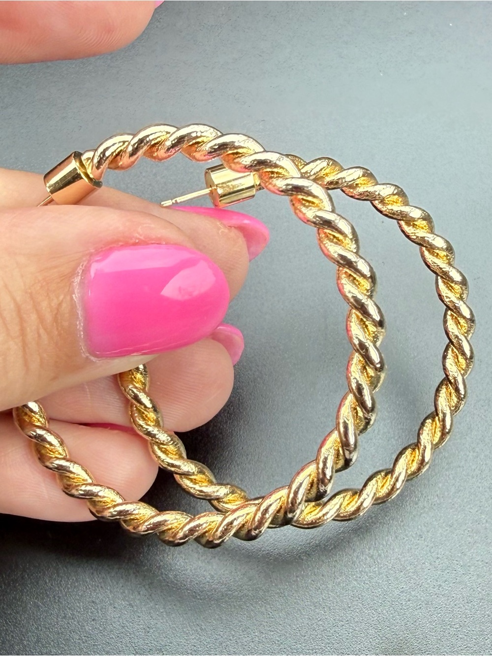 Jennifer Fisher Twisted Lilly Hoops Earrings 14K Gold Posts Plated Brass - Picture 2 of 9